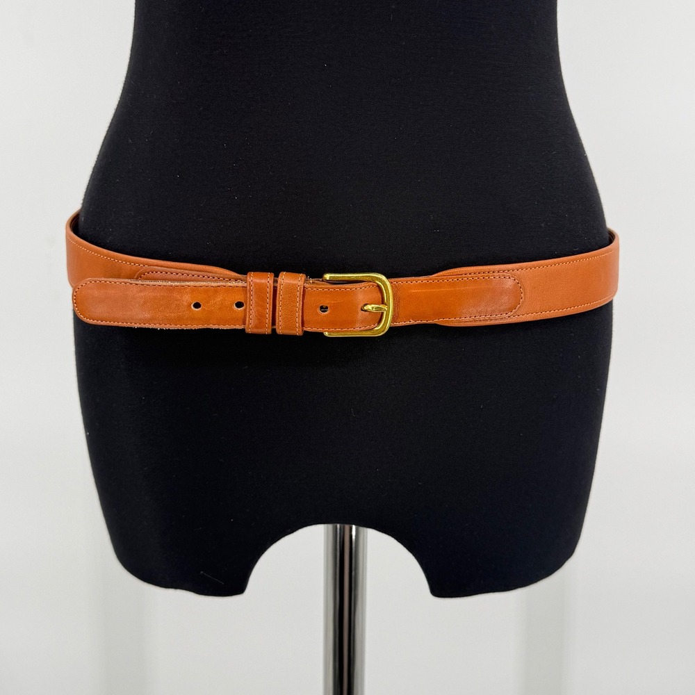 Vintage Coach British Tan Leather Belt Solid Brass Buckle 6311 Made in NYC 36